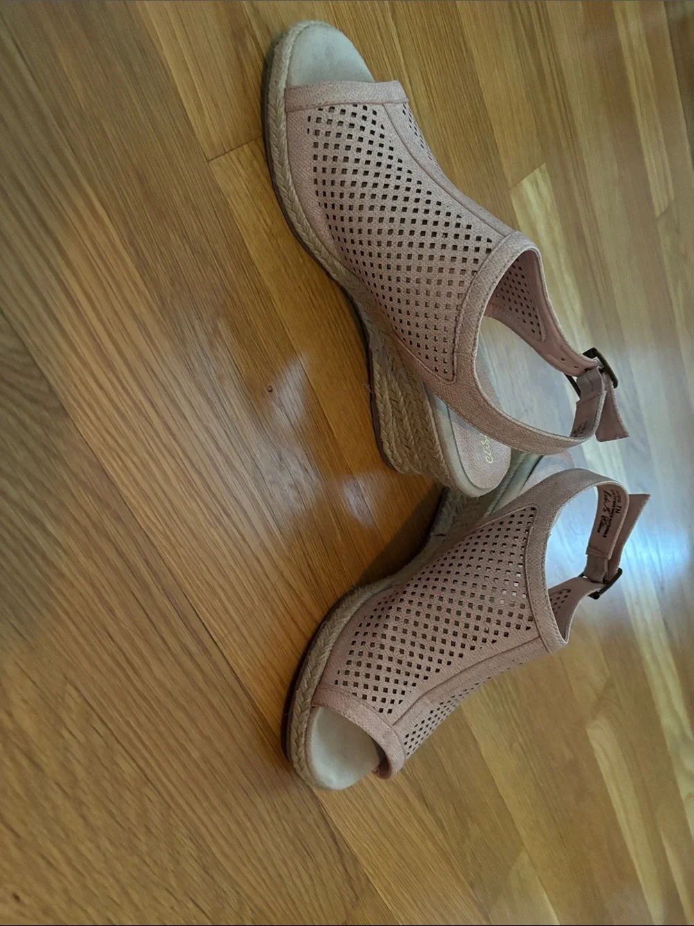 Easy Street Blush Perforated Peep-Toe Wedge Slingbacks